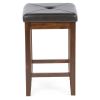 Set of 2 - Vintage Mahogany Bar Stools with Faux Leather Cushion Seat