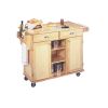 Natural Wood Finish Kitchen Island Cart with Locking Casters