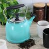 2.2 Quart Aqua Blue Green Teal Turquoise Stainless Steel Whistling Teapot Kettle