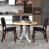 Round 40-inch Solid Wood Kitchen Dining Table with White Legs and Natural Top