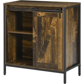 Farmhouse Buffet Cabinet Sideboard with Sliding Door in Rustic Brown Wood Finish