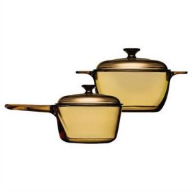 4-Piece Glass Cookware Set with Saucepan Stewpot and Lids