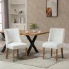 Set of 2 Modern Nailhead Diamond Stitch Upholstered Dining Chairs Beige White