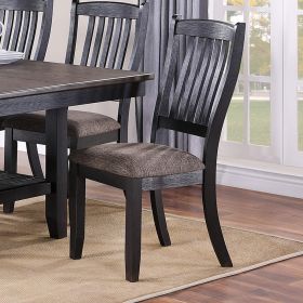 Dark Coffee Classic Wood Kitchen Dining Room Set of 2 Side Chairs Fabric upholstered Seat Unique Design Back