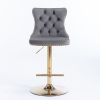 A&A Furniture,Golden Swivel Velvet Barstools Adjusatble Seat Height from 25-33 Inch