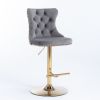 A&A Furniture,Golden Swivel Velvet Barstools Adjusatble Seat Height from 25-33 Inch