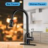 Kitchen Faucet- 3 Modes Pull Down Sprayer Kitchen Tap Faucet Head; Single Handle&Deck Plate for 1or3 Holes; 360° Rotation; Stainless Steel No Lead for