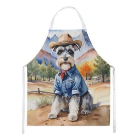 Schnauzer Cowboy Welcome Apron Cooking Kitchen Server Baking Crafts Gardening for Adult Women Men, Unisex, Large, Multicolor