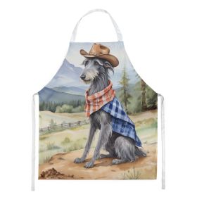 Scottish Deerhound Cowboy Welcome Apron Cooking Kitchen Server Baking Crafts Gardening for Adult Women Men, Unisex, Large, Multicolor