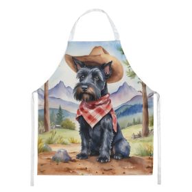 Scottish Terrier Cowboy Welcome Apron Cooking Kitchen Server Baking Crafts Gardening for Adult Women Men, Unisex, Large, Multicolor