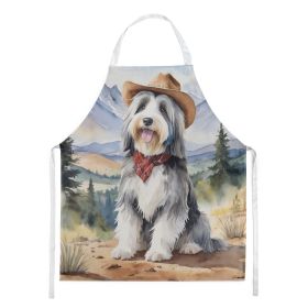 Bearded Collie Cowboy Welcome Apron Cooking Kitchen Server Baking Crafts Gardening for Adult Women Men, Unisex, Large, Multicolor