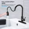 Kitchen Faucet- 3 Modes Pull Down Sprayer Kitchen Tap Faucet Head; Single Handle&Deck Plate for 1or3 Holes; 360° Rotation; Stainless Steel No Lead for