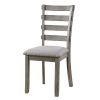 Gray Color Dining Chairs Padded Seat Set of 2pc Side Chair Ladder Back Kitchen Dining Room Wire-Brushed Finish