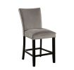 Attractive Set of 2pc Counter Height Chairs Dining Room Furniture Gray Flannelette Seat Nailhead Trim Kitchen Breakfast