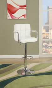 White Faux Leather Bar Stool Counter Height Chairs Set of 2 Adjustable Height Kitchen Island Stools Armrest Chairs