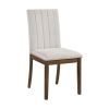 Contemporary Brown Finish Dining Chairs Set of 2 Fabric Upholstery Seat and Back Wooden Kitchen Dinng Furniture