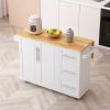 Kitchen Island Cart with 2 Door Cabinet and Three Drawers,43.31 Inch Width with Spice Rack,Towel Rack (White)