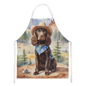 Boykin Spaniel Cowboy Welcome Apron Cooking Kitchen Server Baking Crafts Gardening for Adult Women Men, Unisex, Large, Multicolor