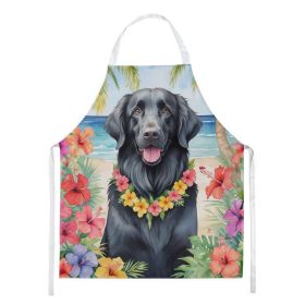 Flat-Coated Retriever Luau Apron Cooking Kitchen Server Baking Crafts Gardening for Adult Women Men, Unisex, Large, Multicolor