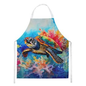 Loggerhead Sea Turtle Apron Cooking Kitchen Server Baking Crafts Gardening for Adult Women Men, Unisex, Large, Multicolor