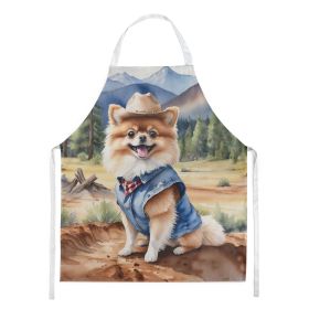 Pomeranian Cowboy Welcome Apron Cooking Kitchen Server Baking Crafts Gardening for Adult Women Men, Unisex, Large, Multicolor