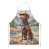 Chesapeake Bay Retriever Cowboy Welcome Apron Cooking Kitchen Server Baking Crafts Gardening for Adult Women Men, Unisex, Large, Multicolor