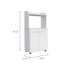 Kitchen Cart Totti, Double Door Cabinet, One Open Shelf, Two Interior Shelves, White Finish