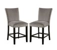 Attractive Set of 2pc Counter Height Chairs Dining Room Furniture Gray Flannelette Seat Nailhead Trim Kitchen Breakfast