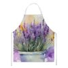 Lavender in Watercolor Apron Cooking Kitchen Server Baking Crafts Gardening for Adult Women Men, Unisex, Large, Multicolor