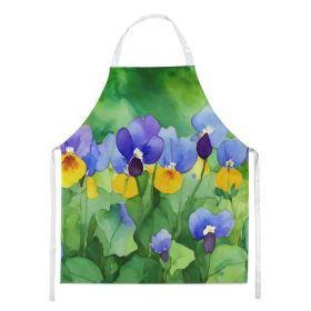 Illinois Violet in Watercolor Apron Cooking Kitchen Server Baking Crafts Gardening for Adult Women Men, Unisex, Large, Multicolor