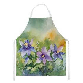 Colorado Rocky Mountain Columbine in Watercolor Apron Cooking Kitchen Server Baking Crafts Gardening for Adult Women Men, Unisex, Large, Multicolor