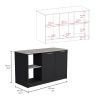 Juniper Kitchen Island with Large Top Surface, Double Door Cabinet, and Open Shelves Black / Ibiza Marble