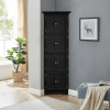 Tall Storage Cabinet with Doors and 4 Shelves for Living Room, Kitchen, Office, Bedroom, Bathroom, Modern, Black