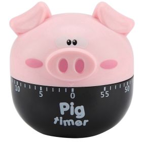 Cute Cartoon Pig Kitchen Timer Mechanical Timers Counters for Cooking Timing Tool (Color: Pink)