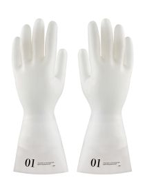 Long thickening nitrile light printing household dishwashing acid and alkali anti-slip anti-ripe latex rubber gloves (Option: 01 style-L)