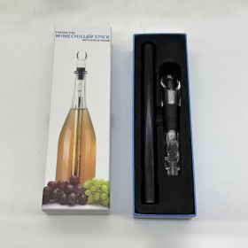 Wine Bottle Cooler Stick Stainless Steel Wine Chilling Rod Leakproof Wine Chiller Beer Beverage Frozening Stick Bar Tools (Option: Black-Box packaging)