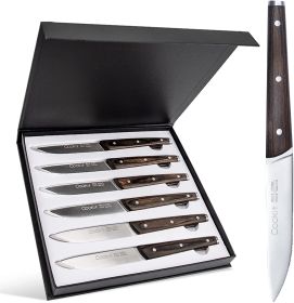 6Pcs Steak Knife Set Serrated Stainless Steel Utility with Wooden Handle for Home Dining Restaurant (Option: Default)