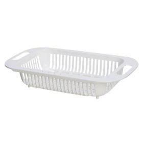 1pc Retractable Fruits And Vegetables Drain Basket; Extendable Over The Sink; Adjustable Strainer; Sink Washing Basket For Kitchen (Color: White)