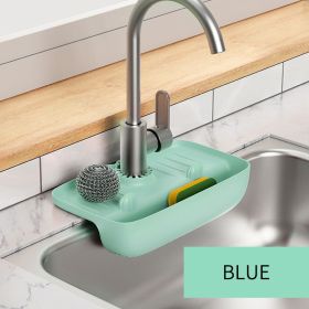 1pc Splash Guard For Sink Faucet; 10.63"x5.51"; Faucet Drain Rack; Super Absorbent Fast Drying Mat Sink Gadgets; Drip Catcher For Kitchen; Drain (Color: Blue)