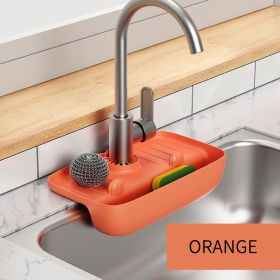 1pc Splash Guard For Sink Faucet; 10.63"x5.51"; Faucet Drain Rack; Super Absorbent Fast Drying Mat Sink Gadgets; Drip Catcher For Kitchen; Drain (Color: Orange)