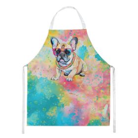 French Bulldog Hippie Dawg Apron Cooking Kitchen Server Baking Crafts Gardening for Adult Women Men, Unisex, Large, Multicolor (Default: Default)