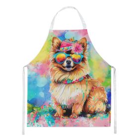 Pomeranian Hippie Dawg Apron Cooking Kitchen Server Baking Crafts Gardening for Adult Women Men, Unisex, Large, Multicolor (Default: Default)