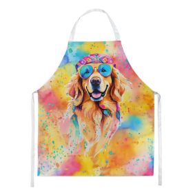 Golden Retriever Hippie Dawg Apron Cooking Kitchen Server Baking Crafts Gardening for Adult Women Men, Unisex, Large, Multicolor (Default: Default)