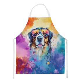 Bernese Mountain Dog Hippie Dawg Apron Cooking Kitchen Server Baking Crafts Gardening for Adult Women Men, Unisex, Large, Multicolor (Default: Default)