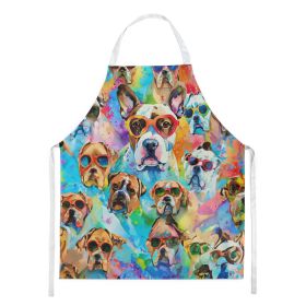 Boxer Hippie Dawg Apron Cooking Kitchen Server Baking Crafts Gardening for Adult Women Men, Unisex, Large, Multicolor (Default: Default)