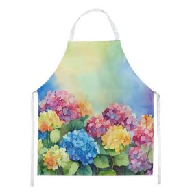 Hydrangeas in Watercolor Apron Cooking Kitchen Server Baking Crafts Gardening for Adult Women Men, Unisex, Large, Multicolor (Default: Default)