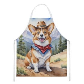 Corgi Cowboy Welcome Apron Cooking Kitchen Server Baking Crafts Gardening for Adult Women Men, Unisex, Large, Multicolor (Default: Default)