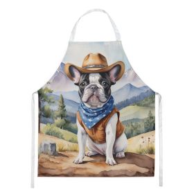 French Bulldog Cowboy Welcome Apron Cooking Kitchen Server Baking Crafts Gardening for Adult Women Men, Unisex, Large, Multicolor (Default: Default)