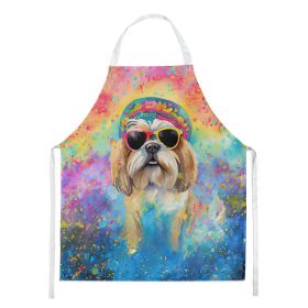 Shih Tzu Hippie Dawg Apron Cooking Kitchen Server Baking Crafts Gardening for Adult Women Men, Unisex, Large, Multicolor (Default: Default)