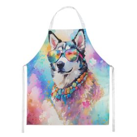 Siberian Husky Hippie Dawg Apron Cooking Kitchen Server Baking Crafts Gardening for Adult Women Men, Unisex, Large, Multicolor (Default: Default)